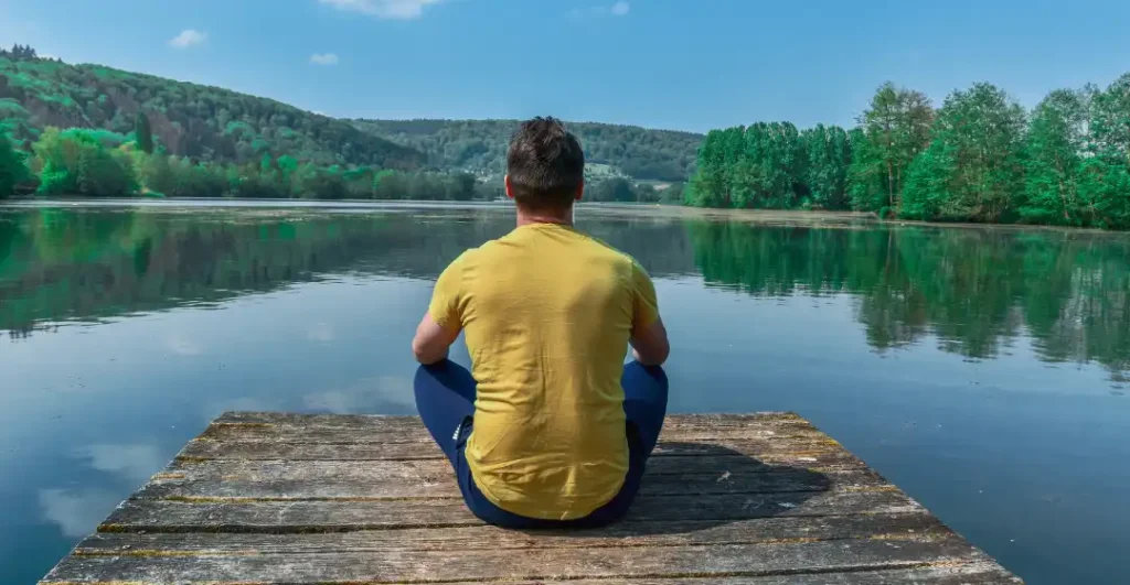 individual exploring Wu Wei philosophy through mindful presence