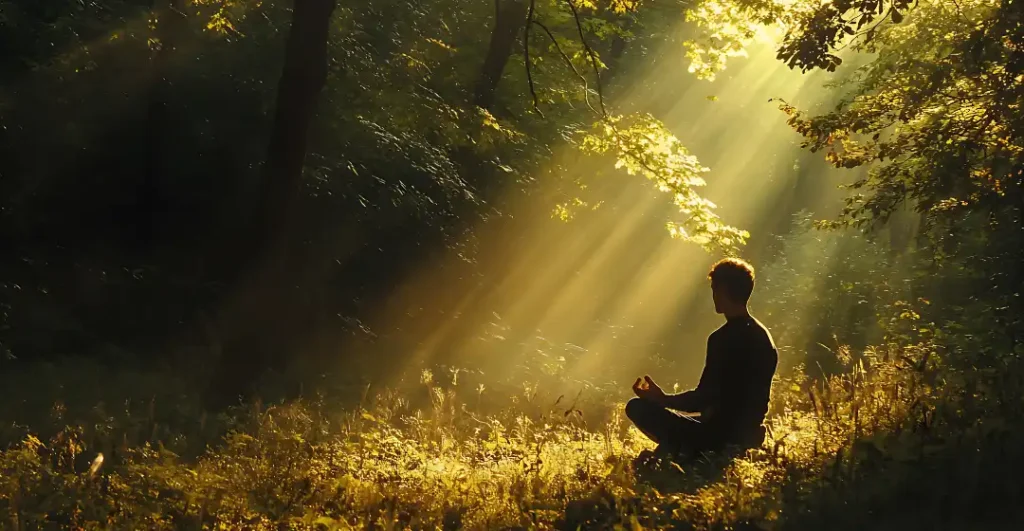 a person discovering that discernment is the anchor of liberated living through meditation