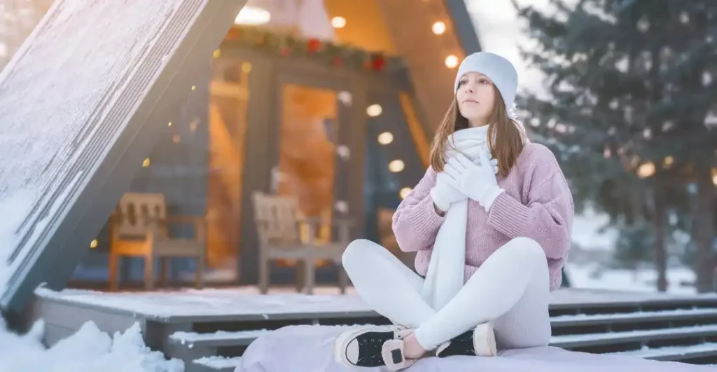 woman practicing sourceful living through mindful breathing
