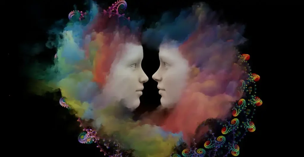 a minimalist scene illustrating conscious identity beyond ideology