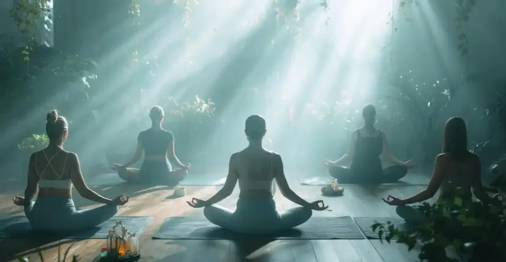 A meditating individual reconnecting with their authentic self beyond identity and ideology